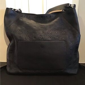 MCM Authentic Black Leather Shoulder Bag